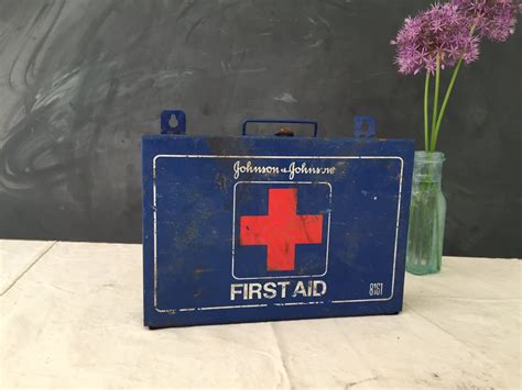 light blue metal first aid box vintage|First Aid Box Vintage .